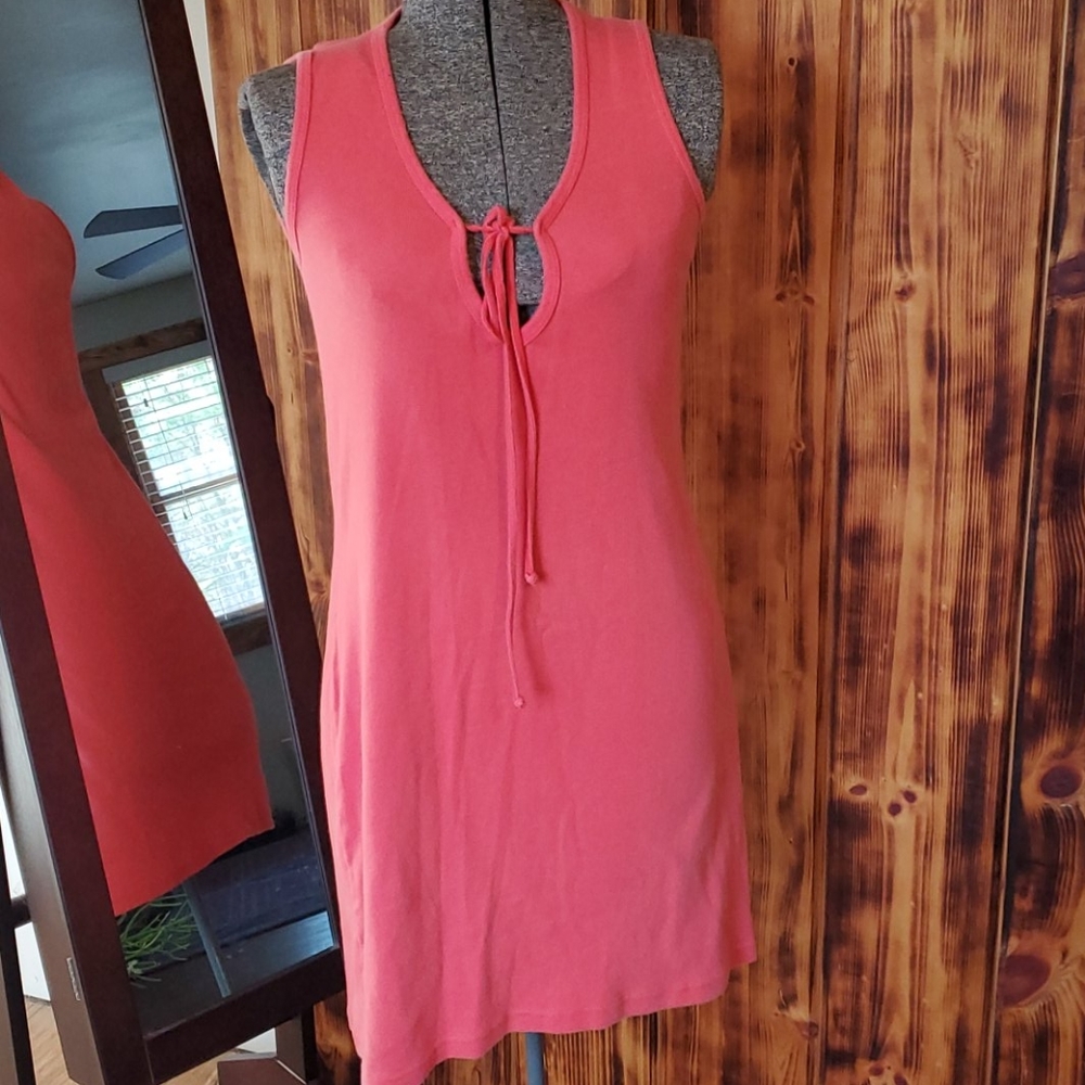 Vintage 100% cotton made in Egypt coral tank dress